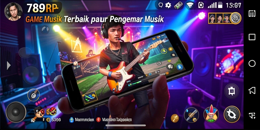 Screenshot utama 789RP menunjukkan pengguna menikmati musik dengan interaksi lirik.