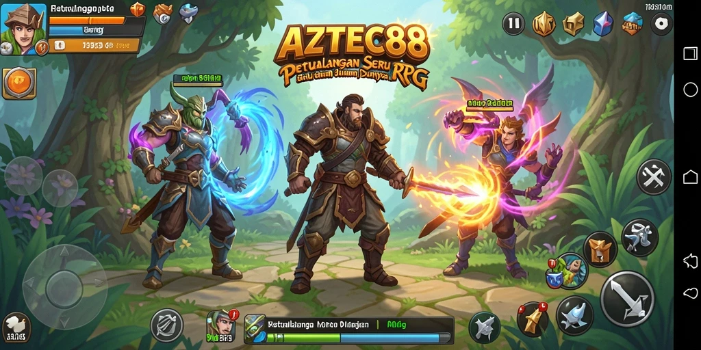 Tampilan gameplay RPG AZTEC88 yang memukau dan penuh aksi.