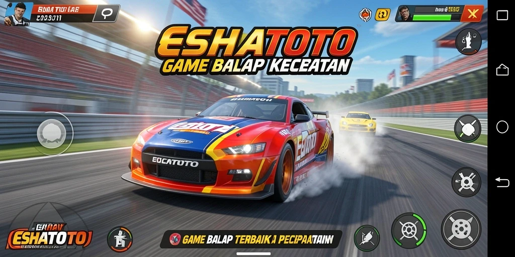 Screenshot ESHATOTO menampilkan aksi balapan yang cepat dan menegangkan.