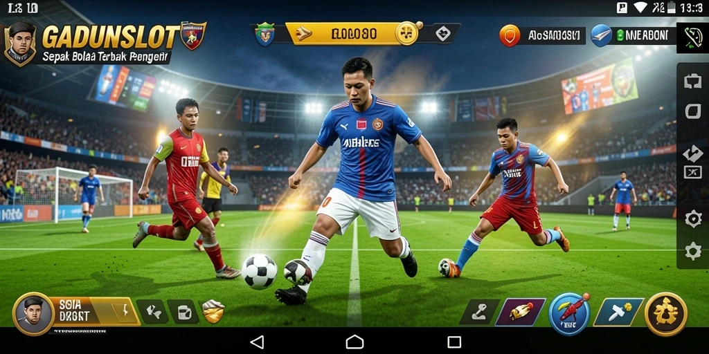 Tampilan dinamis gameplay sepak bola dari GADUNSLOT.
