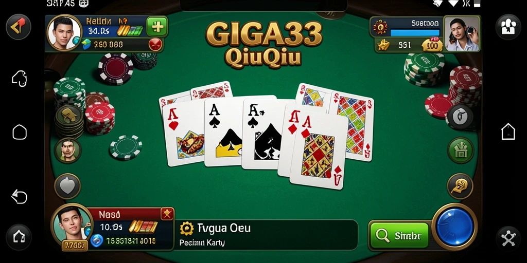 Screenshot utama GIGA33 menampilkan duel intens antar pemain QiuQiu.