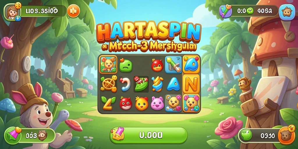 Tampilan menarik dari gameplay HARTASPIN saat mencocokkan simbol.