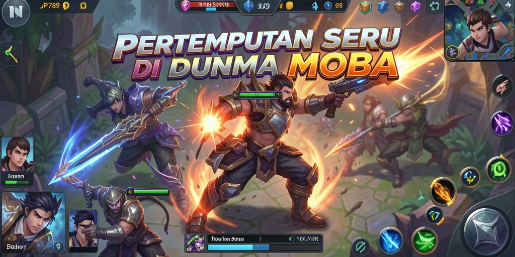Gameplay seru dalam JP6789 yang menggambarkan pertempuran MOBA.