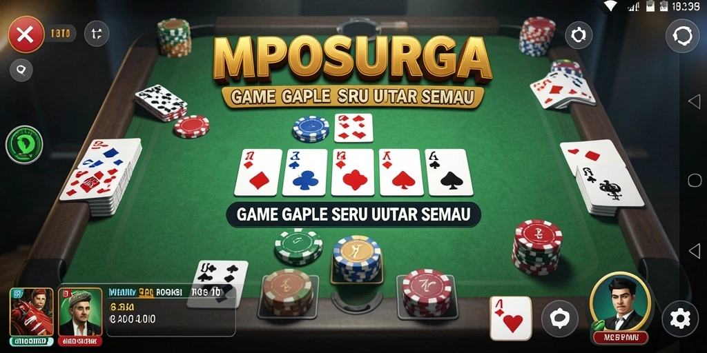 Tampilan gameplay seru dalam MPOSURGA dengan pemain sedang bermain Gaple.