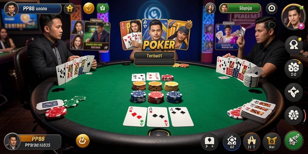 Tampilan gameplay PP88 yang menarik dalam permainan Poker.