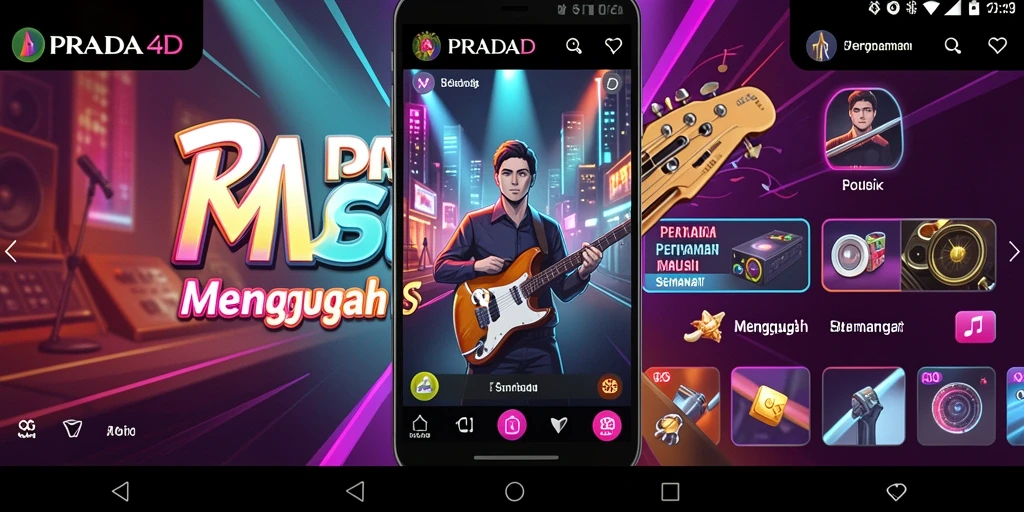 Screenshot utama PRADA4D menunjukkan pengalaman gameplay musik yang mendebarkan.
