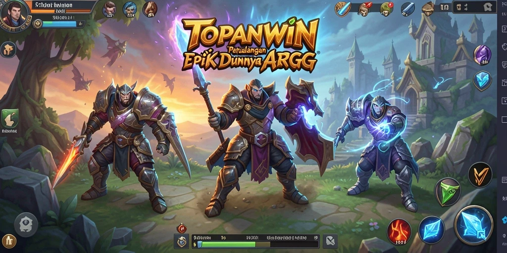 Screenshot gameplay dari TOPANWIN menampilkan aksi pertempuran yang menegangkan di dunia fantasi.
